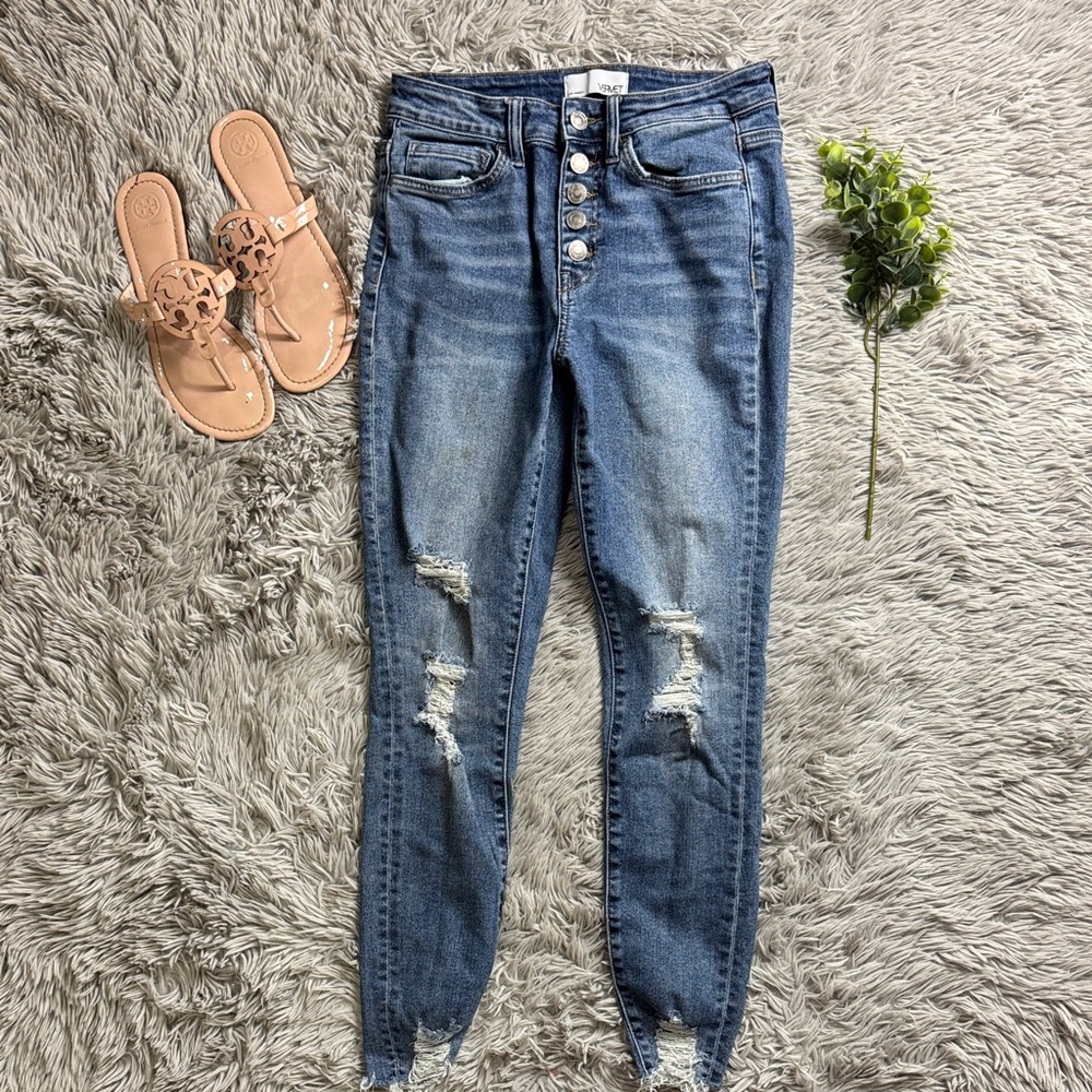 Vervet button fly Distressed Skinny Jeans size 26 - Picture 2 of 7